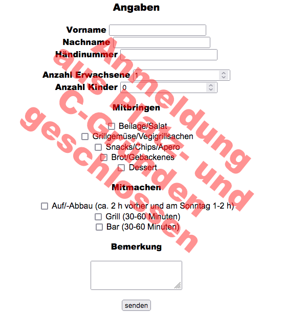 Anmeldung geschlossen Anmeldung geschlossen